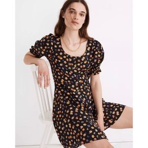 ⚡️SALE Madewell Smock Sleeve Button Front Mini Dress Happy Hibiscus